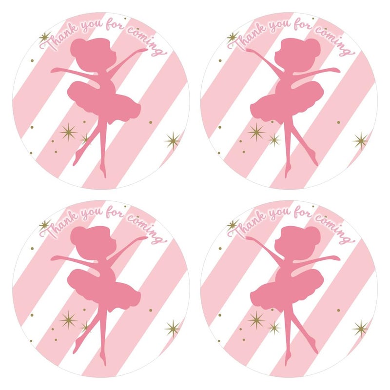 2" Round 80 Pack Pink Girl Dance Label Stickers Ballerina Candy Stickers for Birthday Party Baby Shower Wedding Favors
